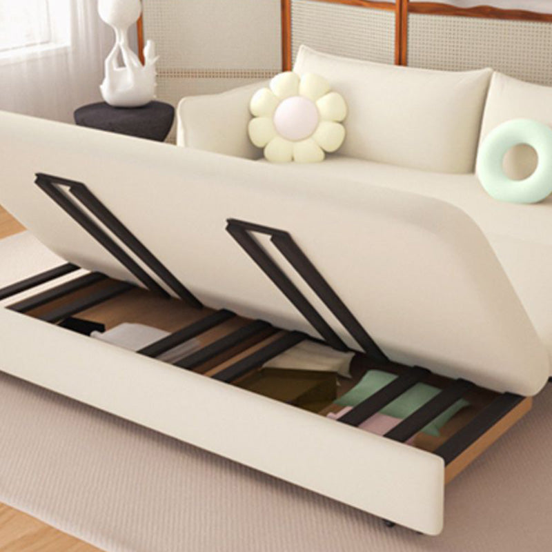 Scandinavian White Sleeper Sofa Bonded Leather Futon Sofa Bed