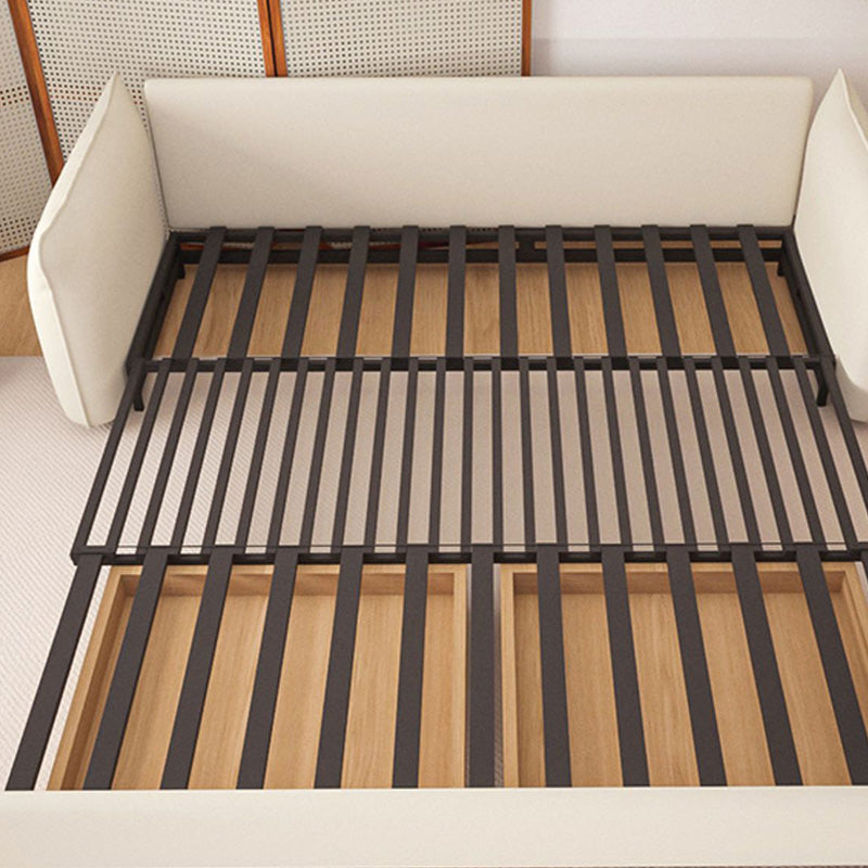 Scandinavian White Sleeper Sofa Bonded Leather Futon Sofa Bed