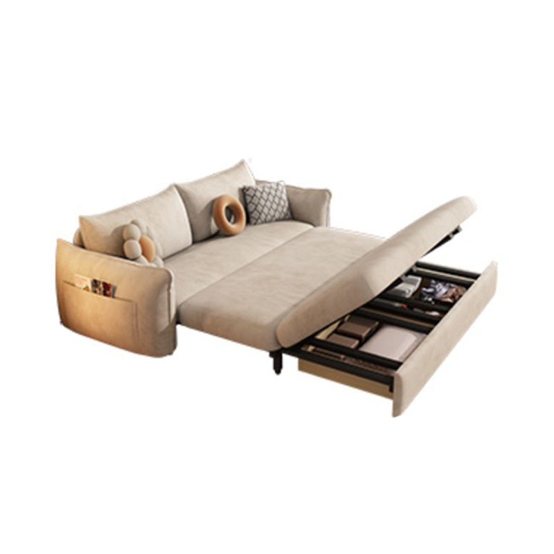 Scandinavian White Sleeper Sofa Bonded Leather Futon Sofa Bed