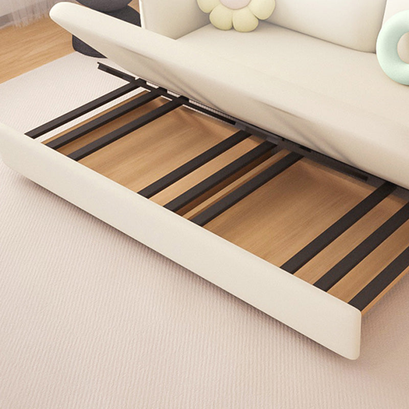 Scandinavian White Sleeper Sofa Bonded Leather Futon Sofa Bed