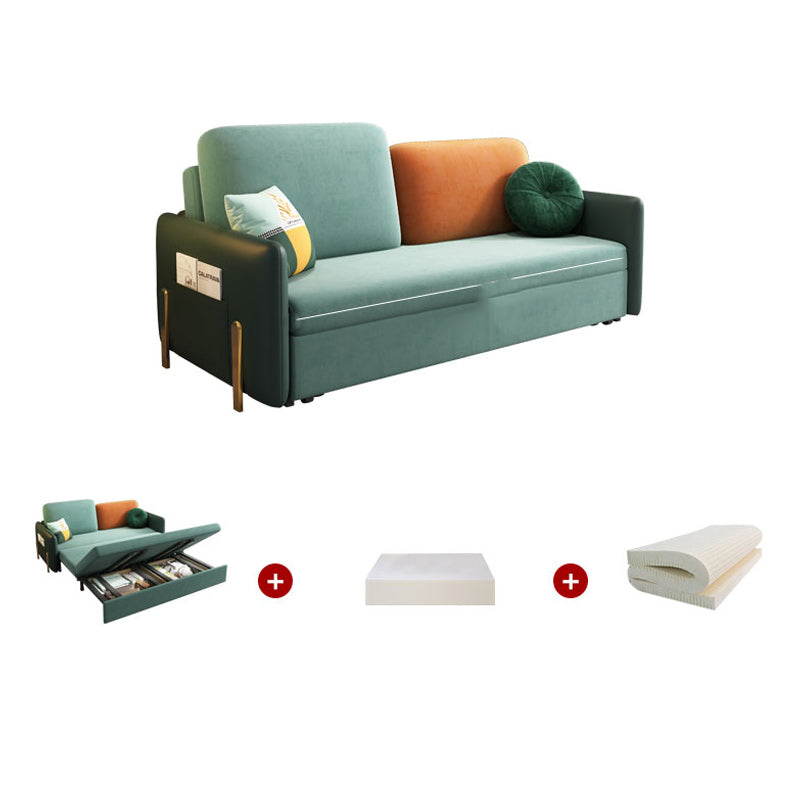 35" Wide Glam Sleeper Sofa Futon Pillow Included Green Sleeper Sofa