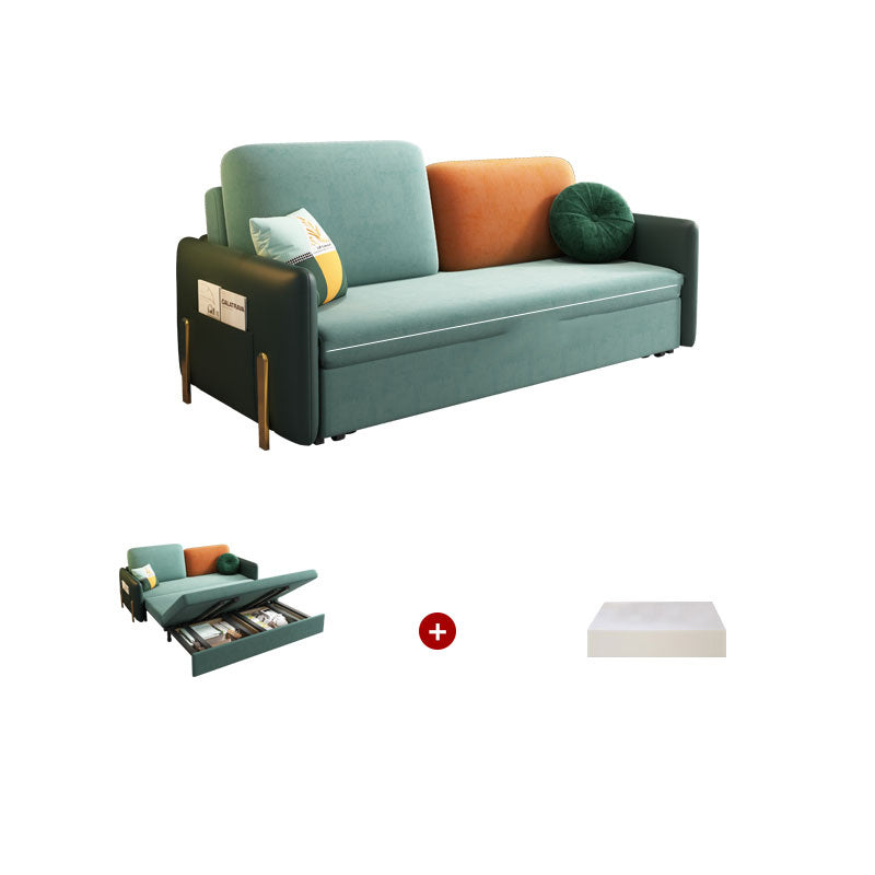 35" Wide Glam Sleeper Sofa Futon Pillow Included Green Sleeper Sofa