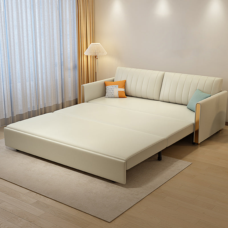 Bonded Leather Sleeper Sofa Pillow Back Detachable Mattress Futon Sleeper Sofa Bed