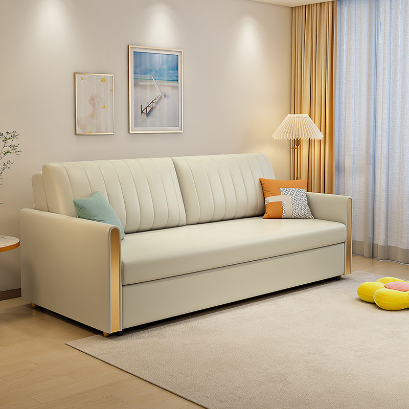 Bonded Leather Sleeper Sofa Pillow Back Detachable Mattress Futon Sleeper Sofa Bed