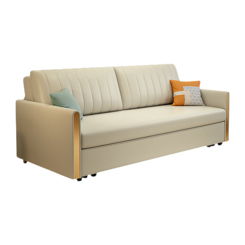 Bonded Leather Sleeper Sofa Pillow Back Detachable Mattress Futon Sleeper Sofa Bed