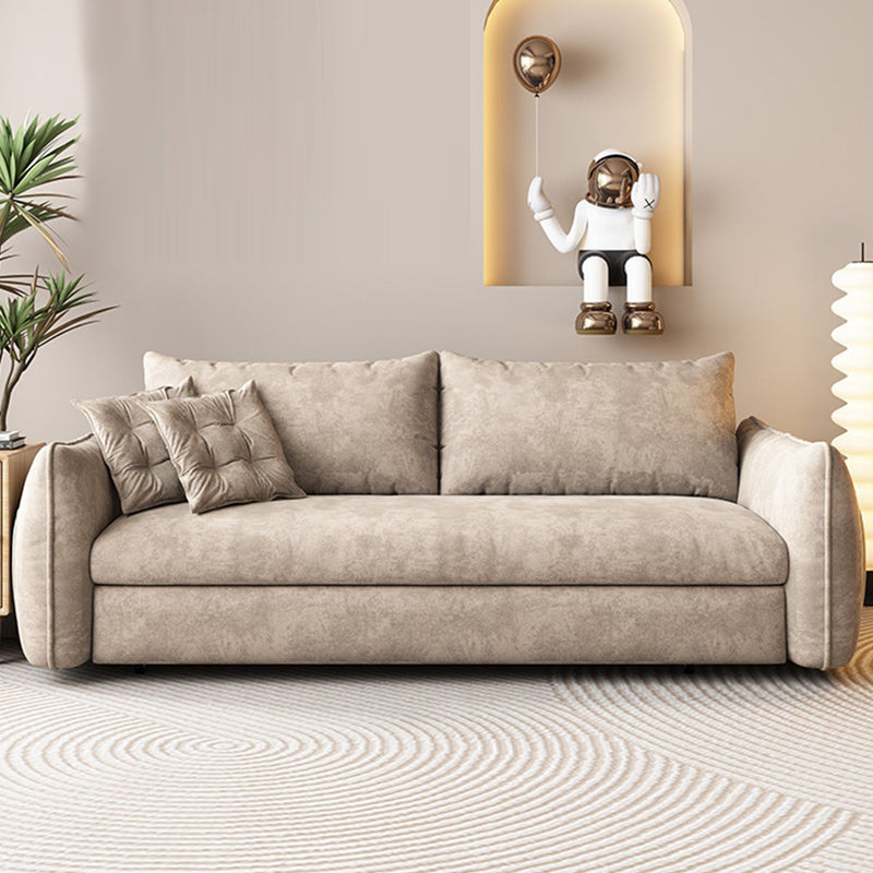 Modern Fabric Sofa Bed Brown Slipcovered Sleeper Sofa with Storage