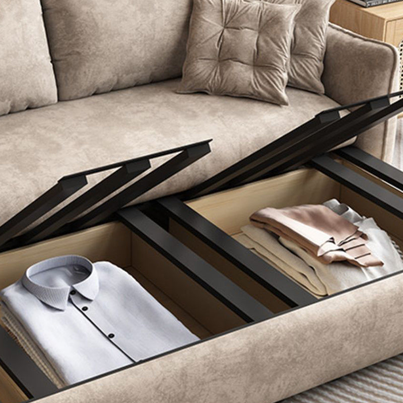 Modern Fabric Sofa Bed Brown Slipcovered Sleeper Sofa with Storage