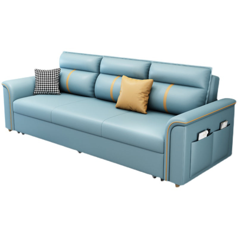 Glam Blue Sleeper Sofa Pillow Included Futon Sleeper Sofa Bed with Storage