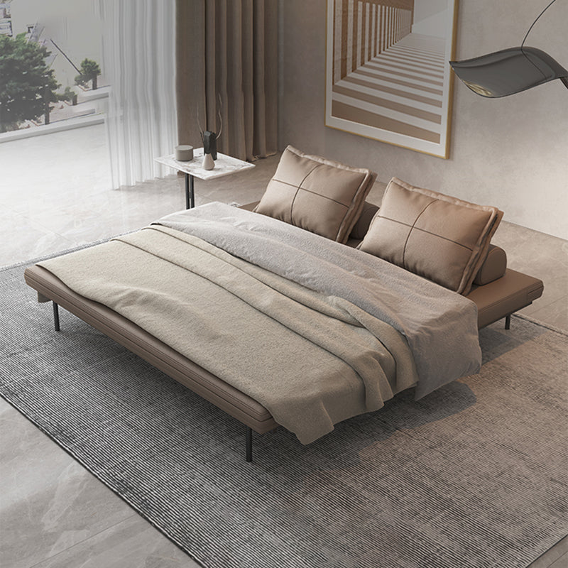 Contemporary Faux Leather Sleeper Sofa Pillow Back Futon Sleeper Sofa Bed