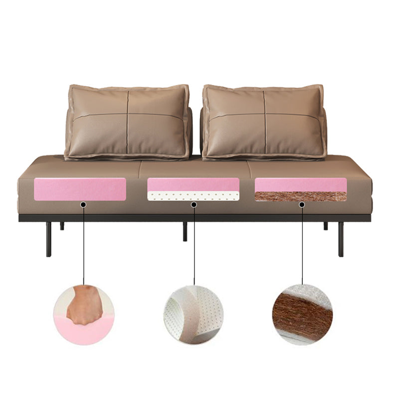 Contemporary Faux Leather Sleeper Sofa Pillow Back Futon Sleeper Sofa Bed