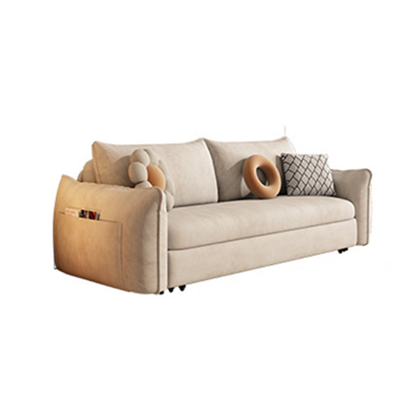 Scandinavian Futon Sleeper Sofa Bed White Convertible Sofa for Living Room