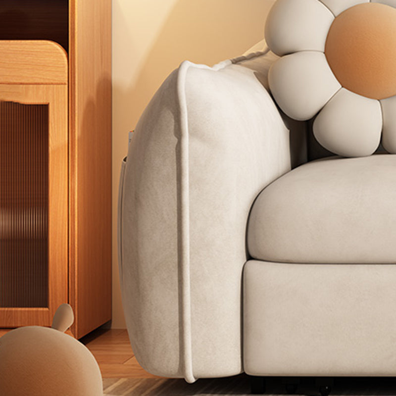 Scandinavian Futon Sleeper Sofa Bed White Convertible Sofa for Living Room