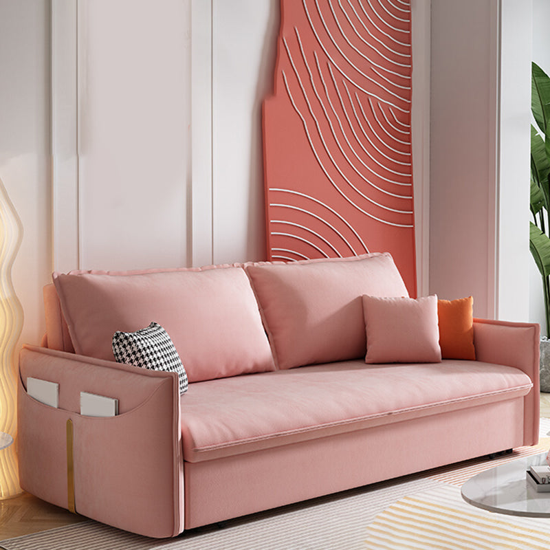 Glam Futon Sleeper Sofa Bed Living Room Convertible Sofas in Pink