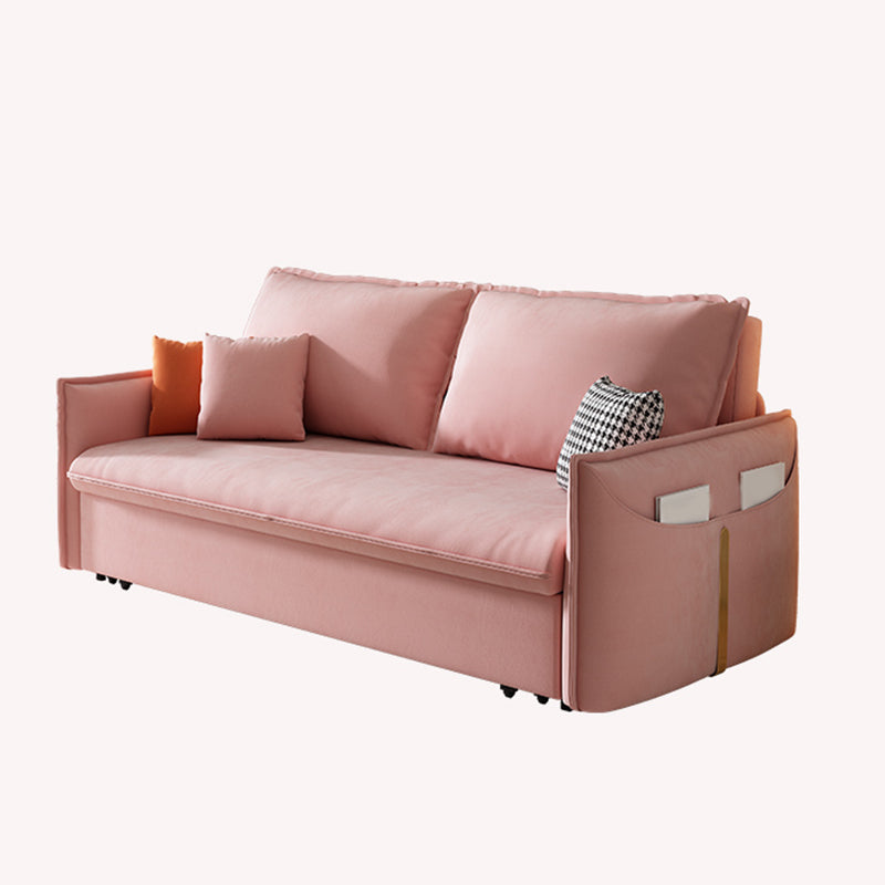 Glam Futon Sleeper Sofa Bed Living Room Convertible Sofas in Pink