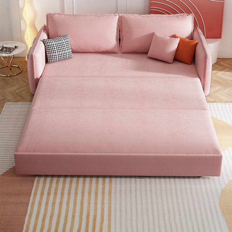 Glam Futon Sleeper Sofa Bed Living Room Convertible Sofas in Pink