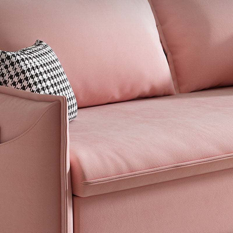 Glam Futon Sleeper Sofa Bed Living Room Convertible Sofas in Pink