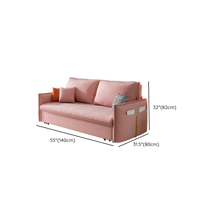 Glam Futon Sleeper Sofa Bed Living Room Convertible Sofas in Pink