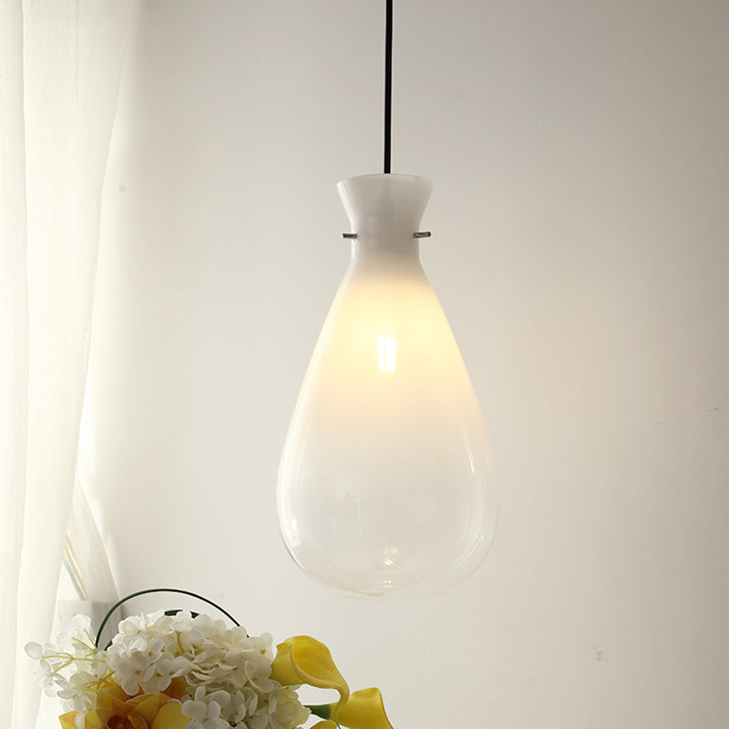 Éclairage suspendu à plateaux d'eau simple Verre blanche 1-Light Restaurant Plafond Suspension Lampe de suspension