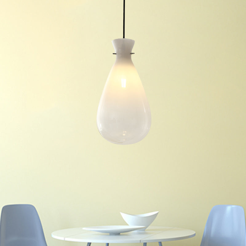 Éclairage suspendu à plateaux d'eau simple Verre blanche 1-Light Restaurant Plafond Suspension Lampe de suspension