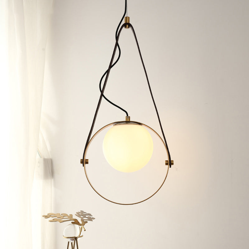 Gol Finish Ring Suspension Light Moderniste 1-Bulb Metal suspendu le plafond avec détail de la ceinture