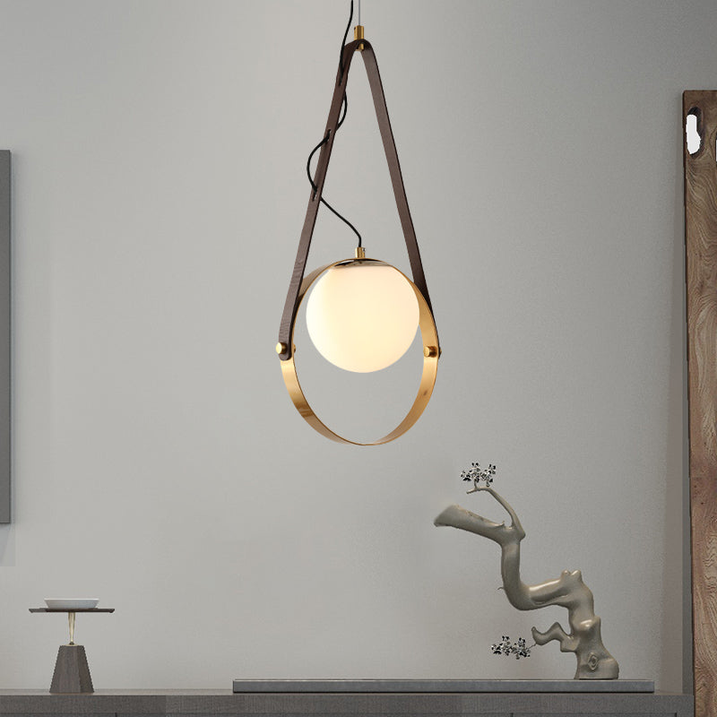 Gol Finish Ring Suspension Light Moderniste 1-Bulb Metal suspendu le plafond avec détail de la ceinture