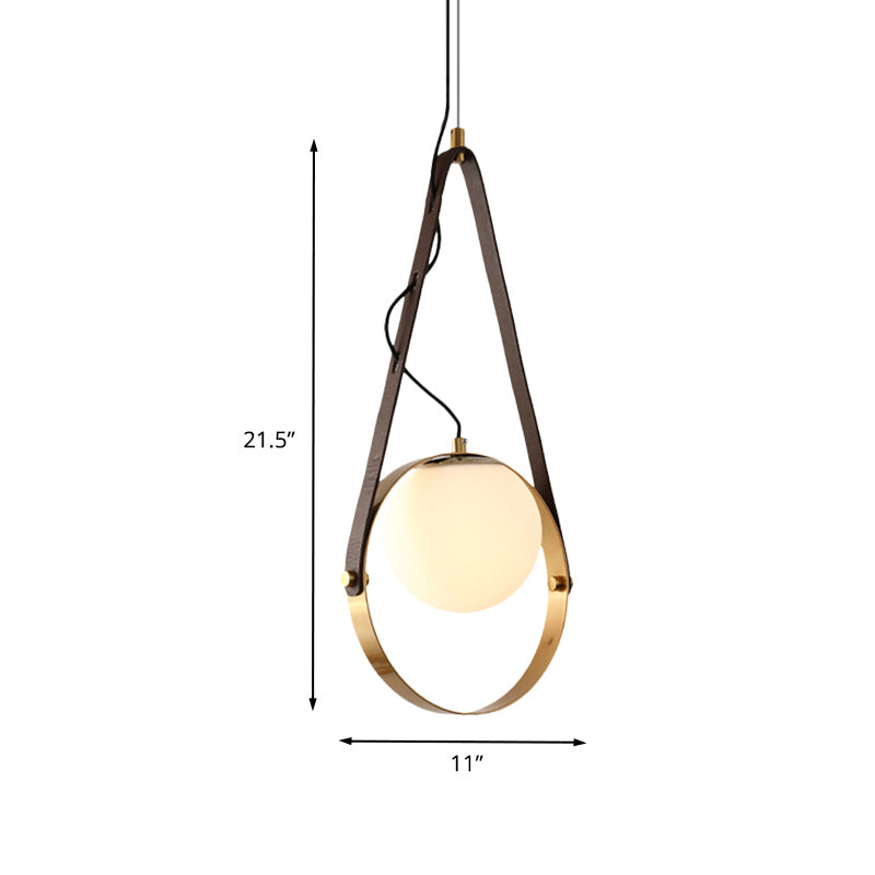 Gol Finish Ring Suspension Light Moderniste 1-Bulb Metal suspendu le plafond avec détail de la ceinture