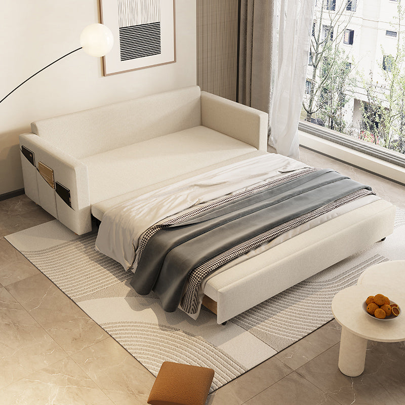 31" Wide Scandinavian Sleeper Sofa Futon Beige Foldable Sleeper Sofa