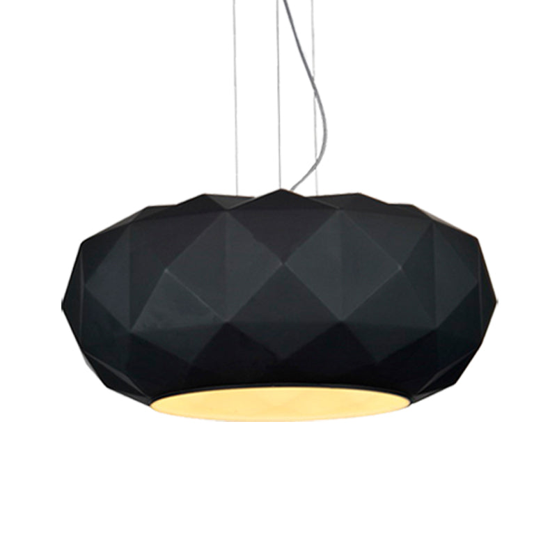 Zeitgenössischer Diamant -Drop -Anhänger Leicht Metallic 1 Glühbirnen -Esszimmer Deckenlampe mit Trommeldesign in Schwarz
