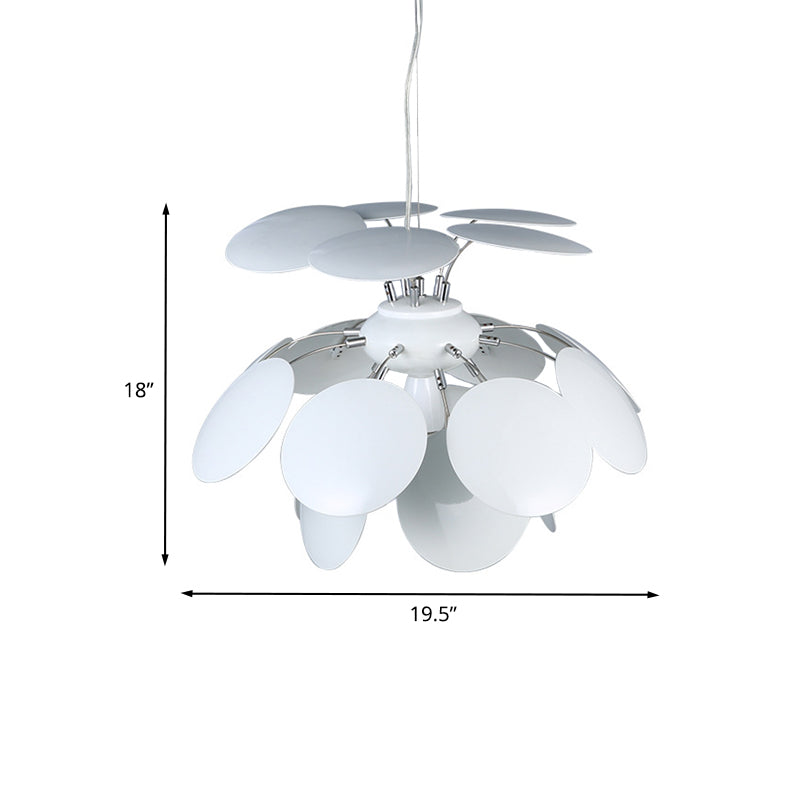 Modernismus Tinecone Hanging Lighting Metallic 1-Head 19,5 "/23,5" Breite Restaurantanhängerlampe in Weiß