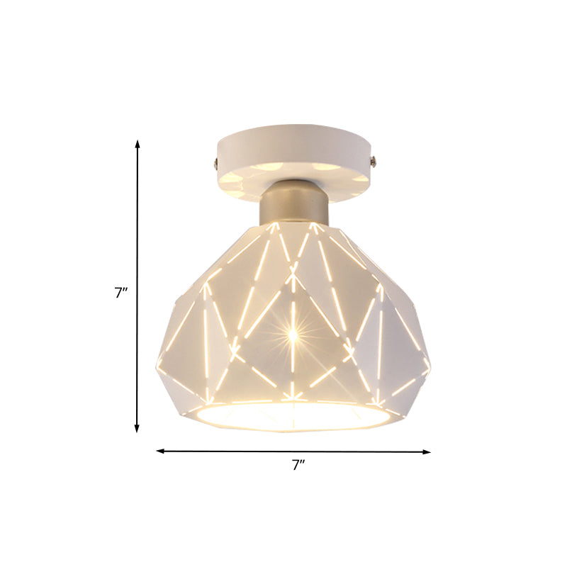 Diamond Iron Semi Flush Leuchte zeitgenössische 1 helle weiße Oberflächen -Deckenlampe für Korridor