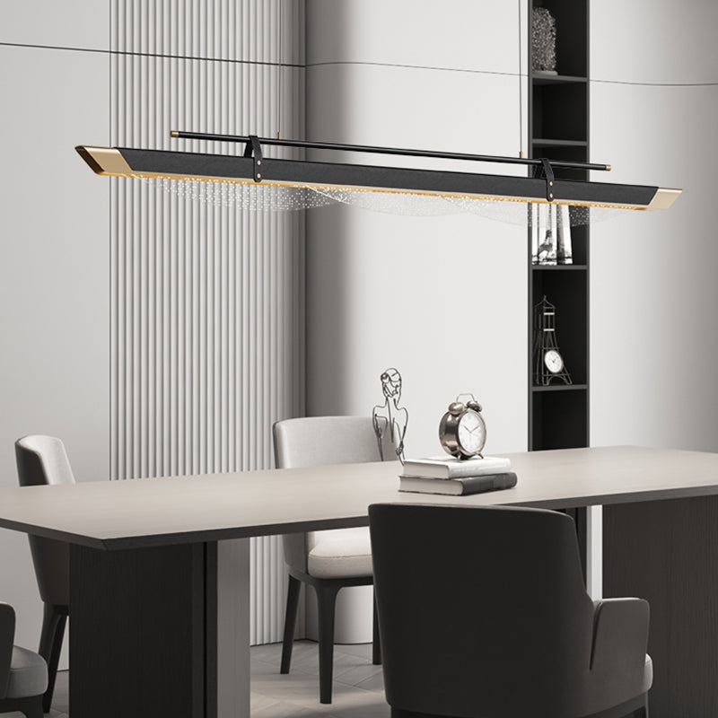 Leather LED Island Light Fixture Ultra-Modern Hanging Light for Dining Room