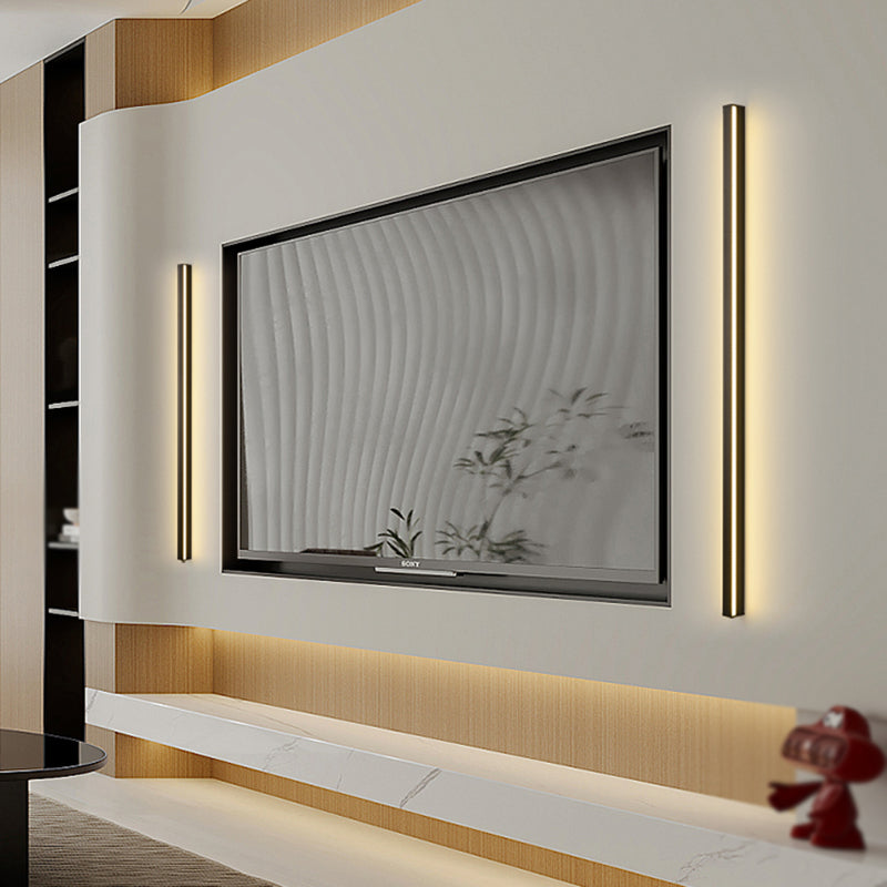 Linear Shape Metal Wall Lighting Modern Style 1-Light Wall Mounted Light in Black
