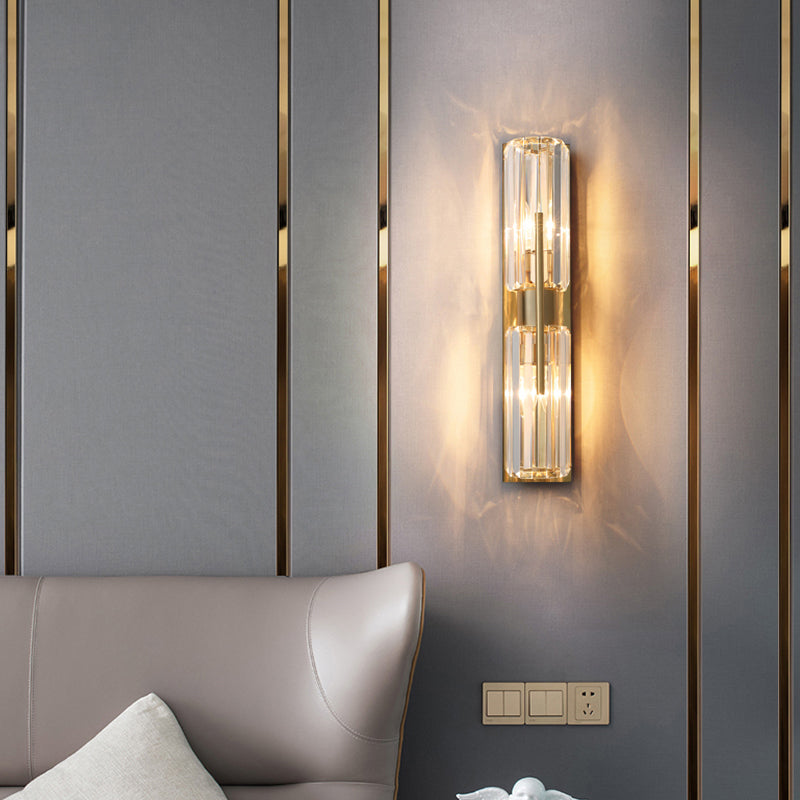 Nordic Style Wall Mount Light Crystal Cylinder Shape Wall Lamp for Bedroom