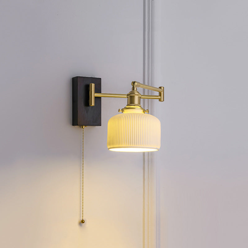 Simple Ceramic Shade Wall Light Fixture Modern Wall Light Sconce for Bedroom
