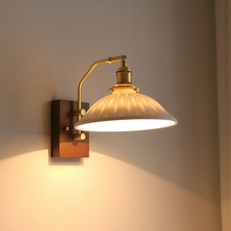 Simple Ceramic Shade Wall Light Fixture Modern Wall Light Sconce for Bedroom