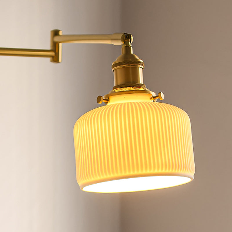 Simple Ceramic Shade Wall Light Fixture Modern Wall Light Sconce for Bedroom