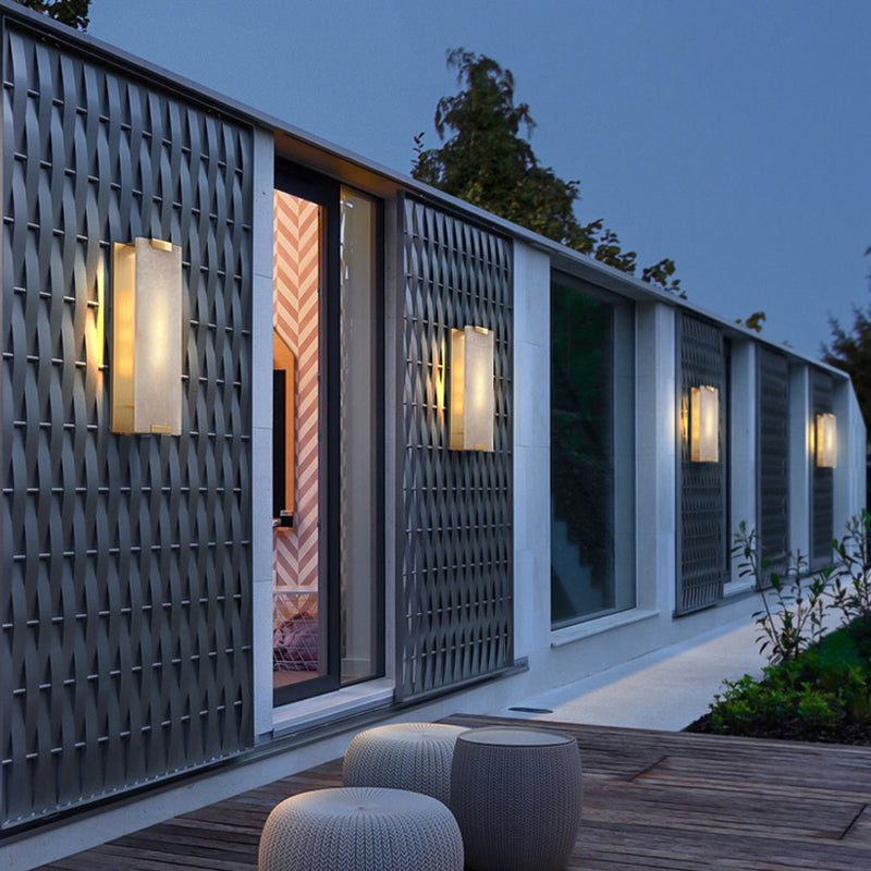 Post Modern LED Wall Sconce in Gold / Bronze Stainless Steel and Marble Wall Light