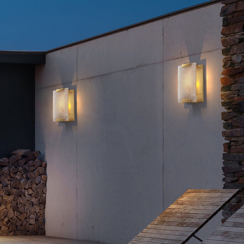 Post Modern LED Wall Sconce in Gold / Bronze Stainless Steel and Marble Wall Light