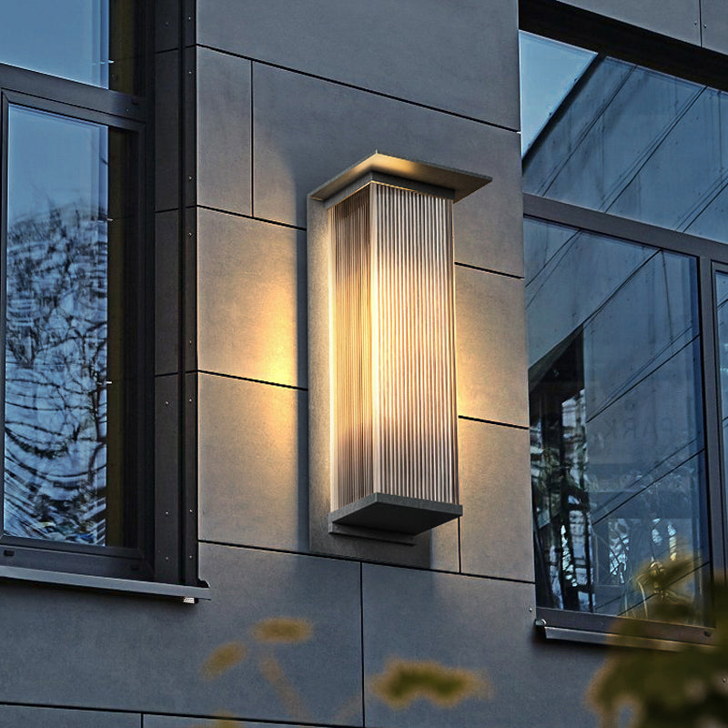 Metal and Acrylic LED Wall Light Modern Rectangle Wall Mount Fixture in Black & Clear