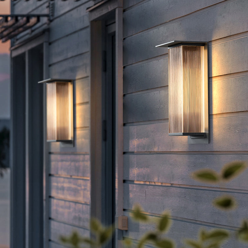 Metal and Acrylic LED Wall Light Modern Rectangle Wall Mount Fixture in Black & Clear