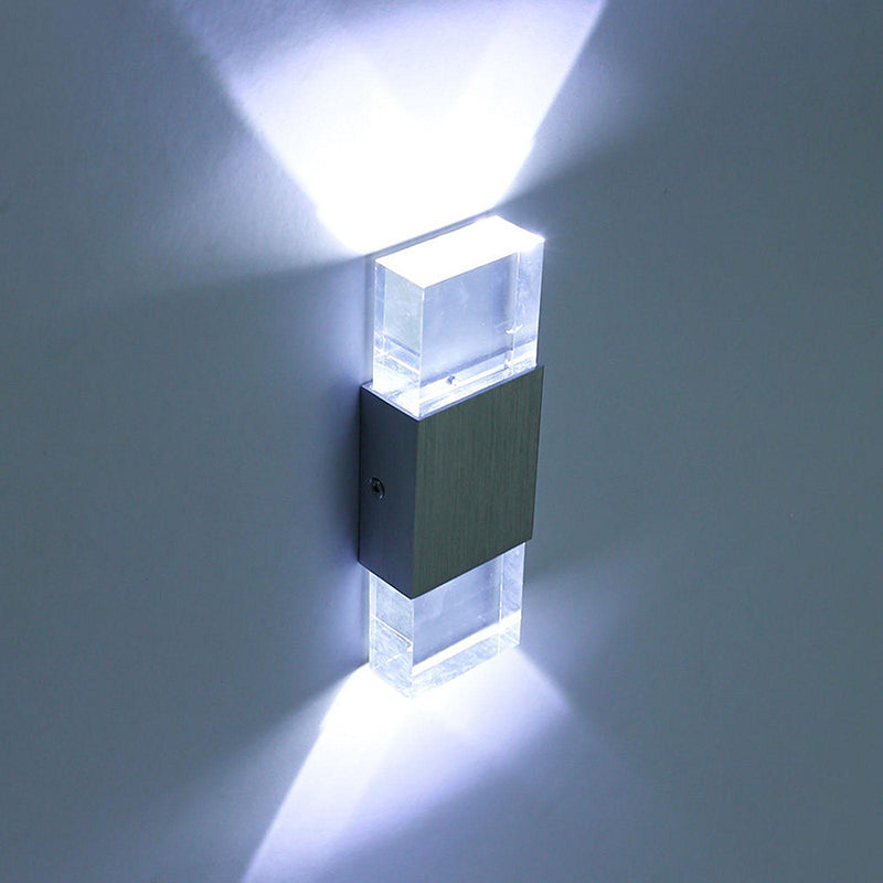 Rectangle Shape Wall Lamp Modern Style Metal 2 Lights Wall Light in Clear