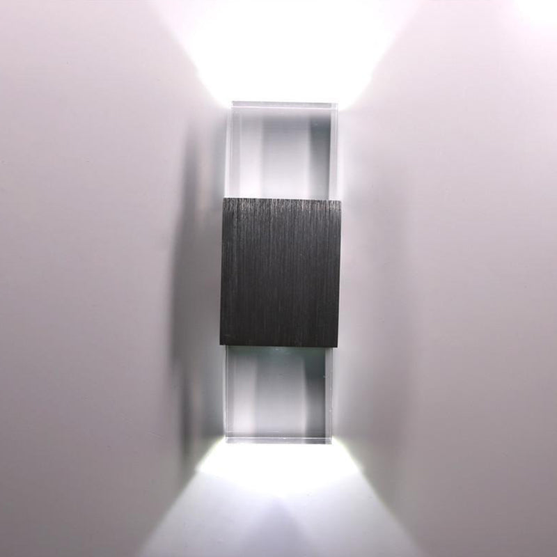 Rectangle Shape Wall Lamp Modern Style Metal 2 Lights Wall Light in Clear