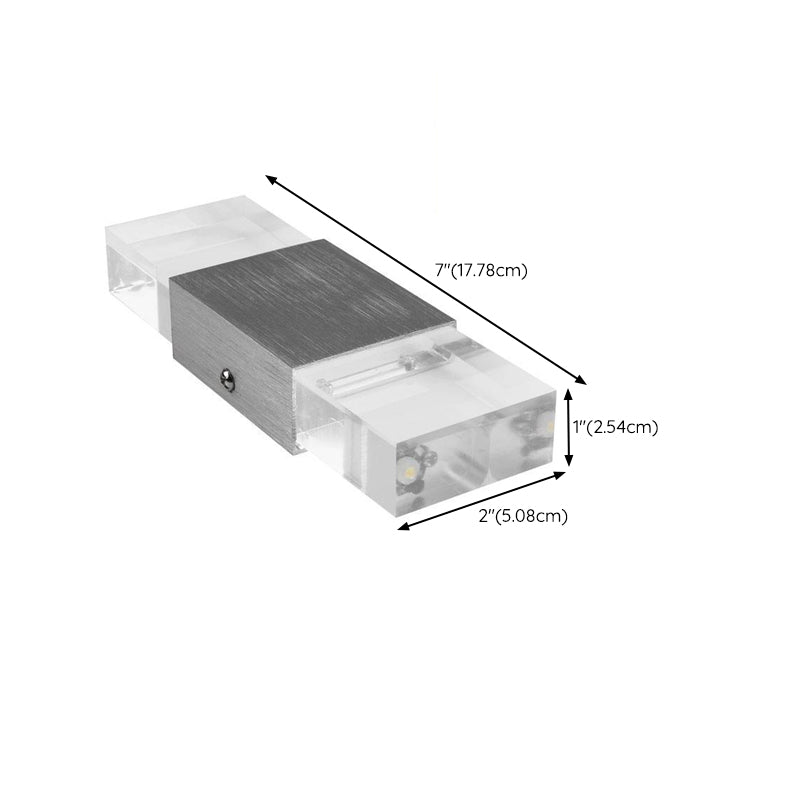 Rectangle Shape Wall Lamp Modern Style Metal 2 Lights Wall Light in Clear