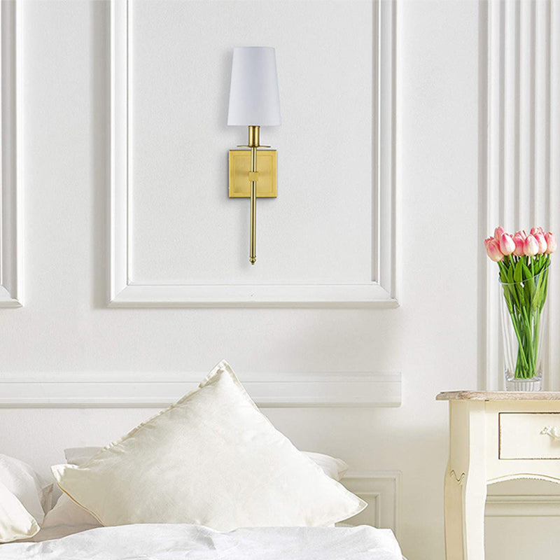 Modernism Single Polished Bathroom Vanity Light Fabric Shaded Bath Bar