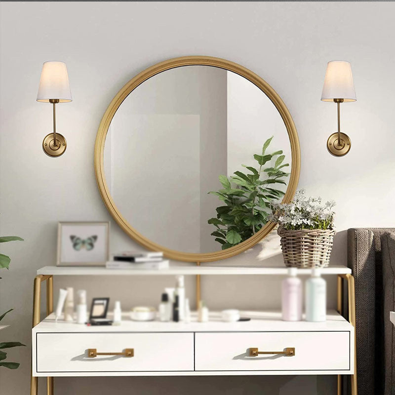 Modern Brass/Black Bathroom Vanity Light Metal Bath Bar with Fabric Shade