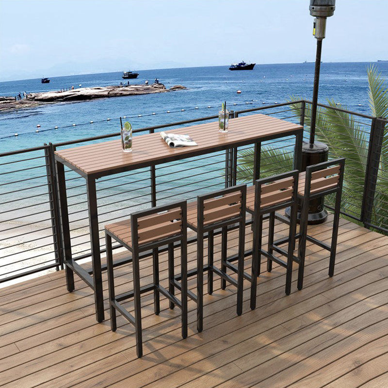 Brown Manufactured Wood Bar Table Industrial Rectangle Patio Table