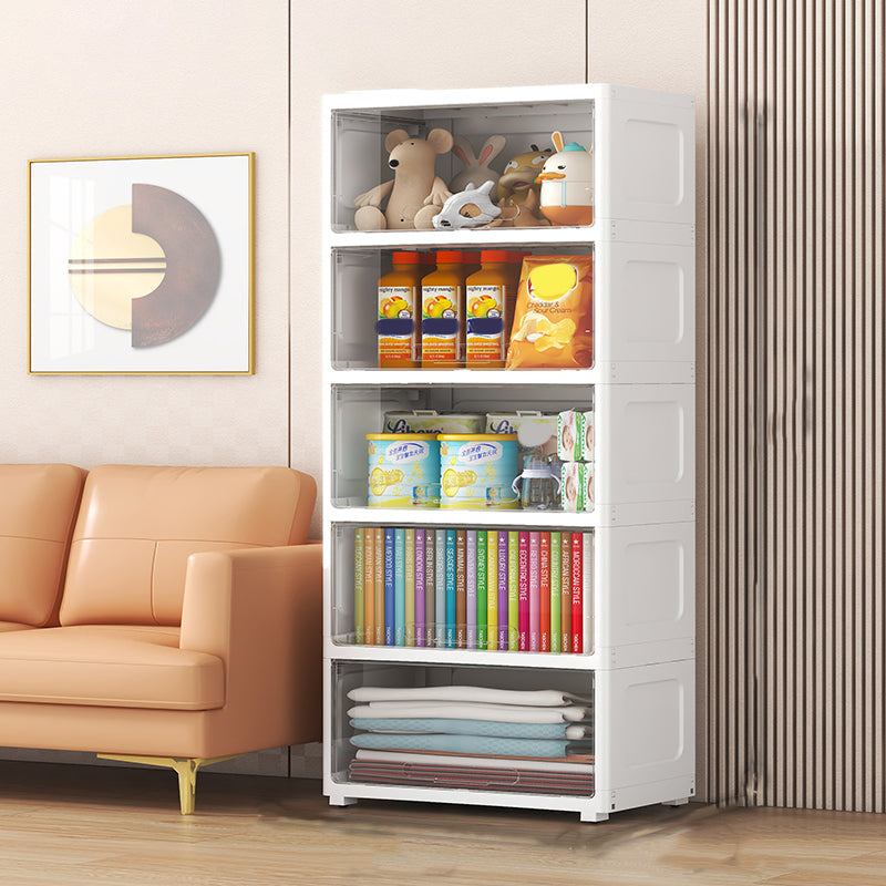 Plastic Bedroom Kid's Wardrobe Door Included Armoire Cabinet with Wheels