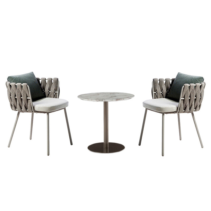 Metal Frame Dining Table Set 1/3/5/7 Pcs Boho Patio Dining Table with Upholstered Chairs