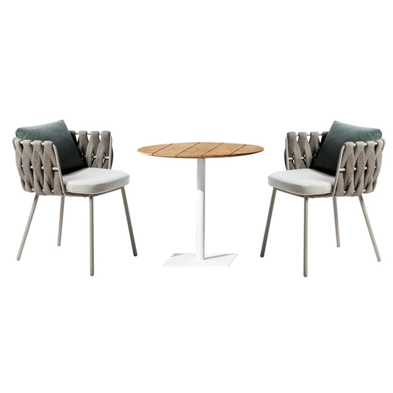 Metal Frame Dining Table Set 1/3/5/7 Pcs Boho Patio Dining Table with Upholstered Chairs