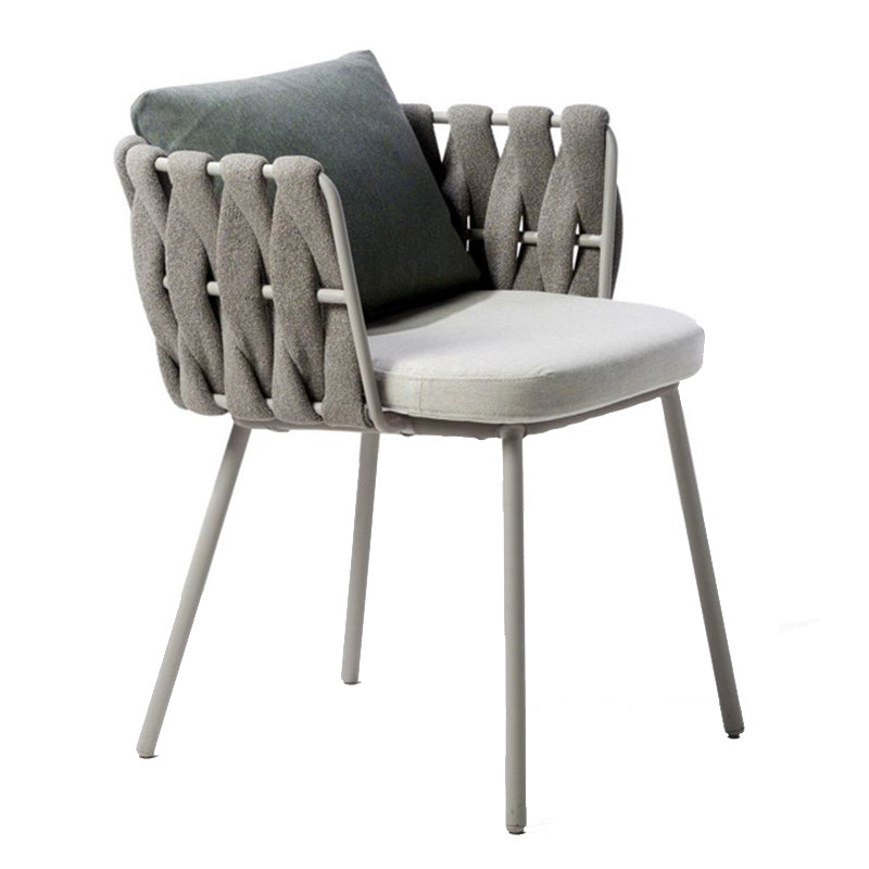 Metal Frame Dining Table Set 1/3/5/7 Pcs Boho Patio Dining Table with Upholstered Chairs